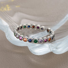 S925 Silver Colorful Zircon Ring Women's Retro Fashion Bright Color Contrast Flowers - 4 - CJ