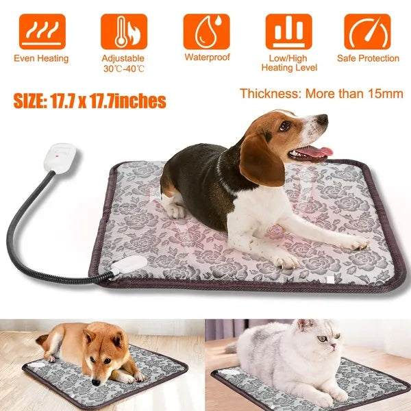 Pet Heating Pad Dog Cat Electric Heating Mat Waterproof Adjustable Warming Blanket - 5 - CJ