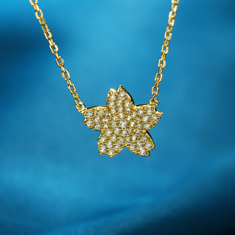 Women's Light Jewelry Sterling Silver Full Diamond Flower Necklace - 4 - https://x.com/titan_prim62775J
