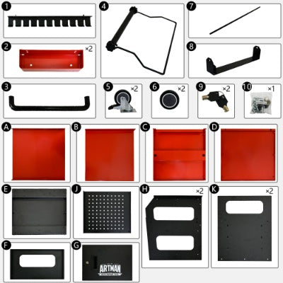 4 LEVEL MULTI PURPOSE TROLLEY FOR DIAGNOSTICS - BLACK RED - 5 - CJ