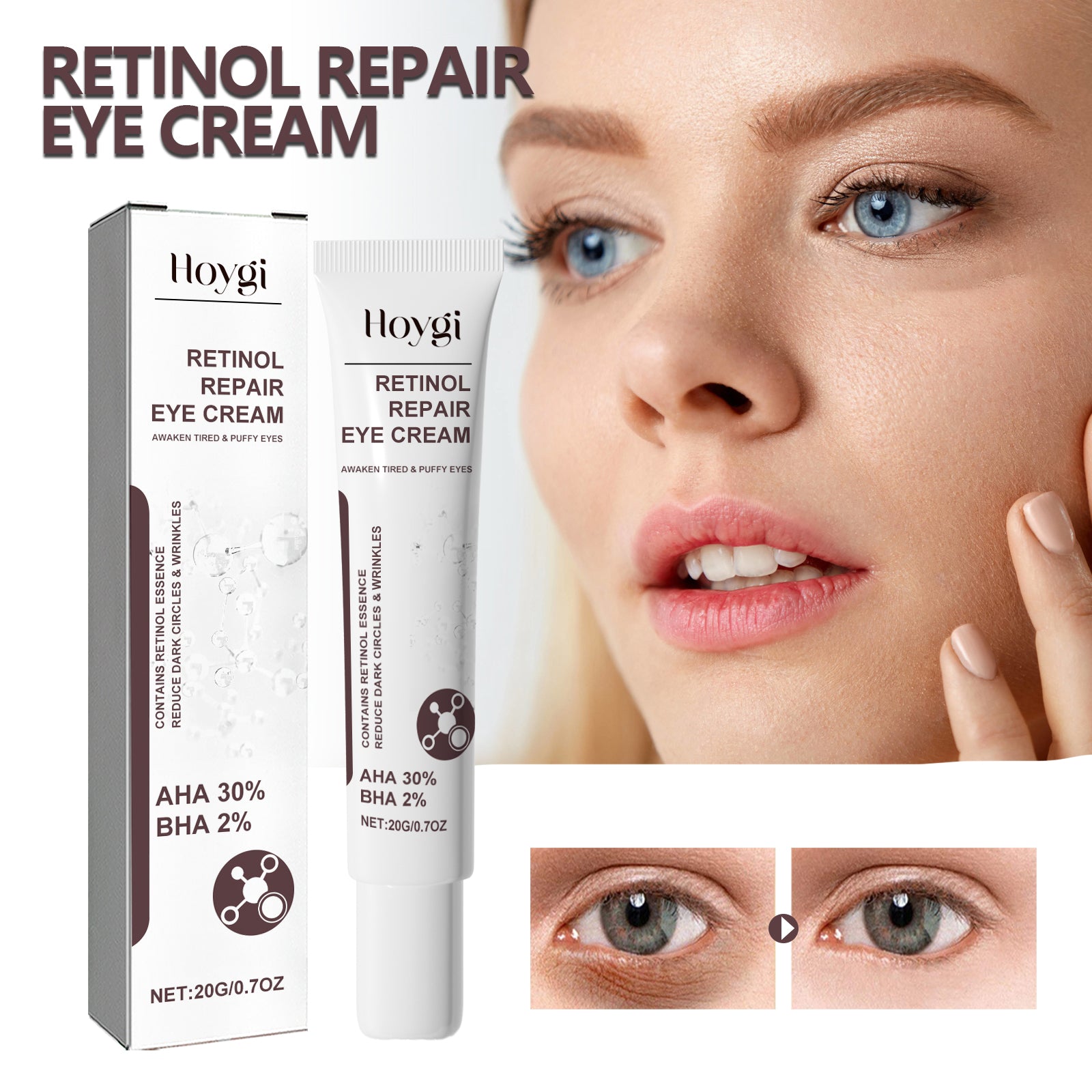 Hoygi Retinol Repair Eye Cream, Reduce Wrinkles Fine Lines Bags Dark Circles Brightening Skin Anti - Wrinkle Repair Eye Cream - 5 - CJ