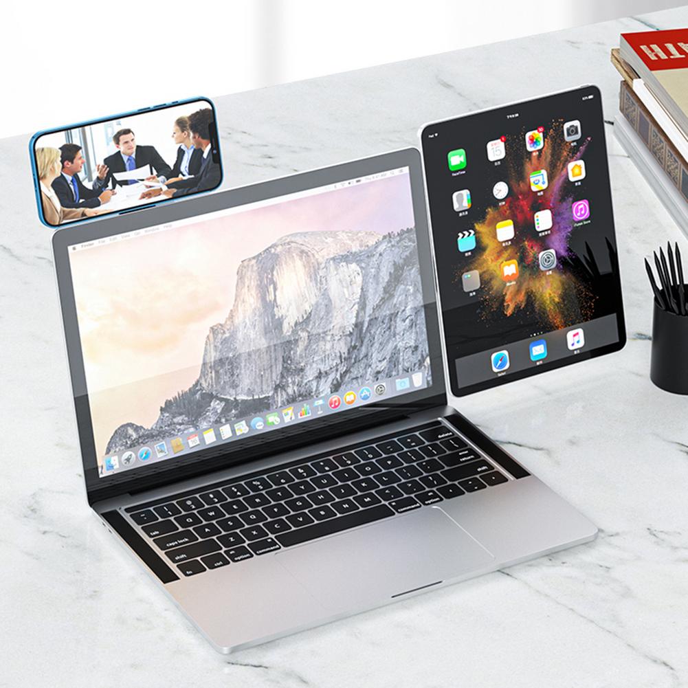 Laptop Phone Holder, Adjustable Laptop Side Mount Clip, Magnetic Laptop Monitor Mount, Computer Laptop Cellphone Stand Foldable Aluminum Expansion Bracket Tablet Clip For Dual Screen - 5 - CJ