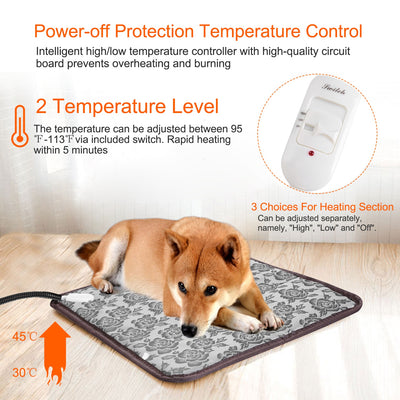 1Pc Pet Heating Pad Dog Cat Electric Heating Mat Waterproof Adjustable Warming Blanket With Chew Resistant Steel Cord Case - 5 - CJ