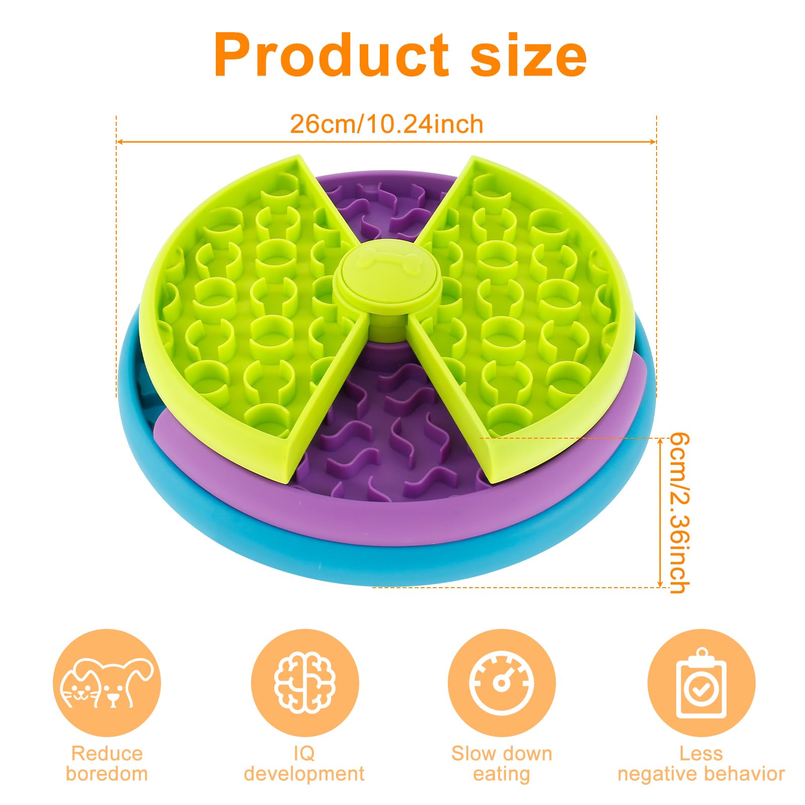 Pet Slow Food Bowl Anti Choking Cat Bowl,3in1 Interactive Dog Feeder Puzzle, Lick Mat & Slow Feeder BowlMental Stimulation Toy For Medium & Large Dogs - 5 - CJ