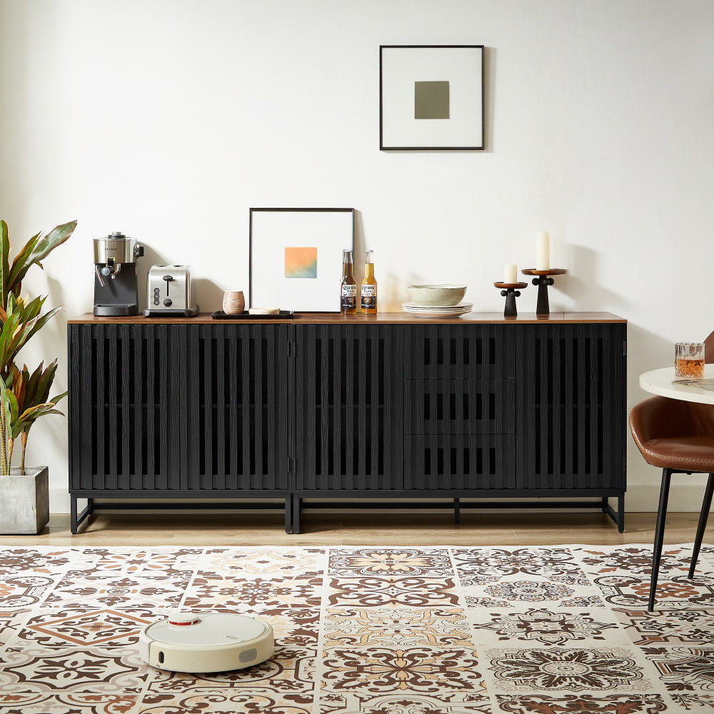 Cabinet With Flat Noodles Grating Stripe Door - 5 - CJ