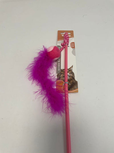 Small Ball Turkey Feather Cat Teaser - 5 - CJ