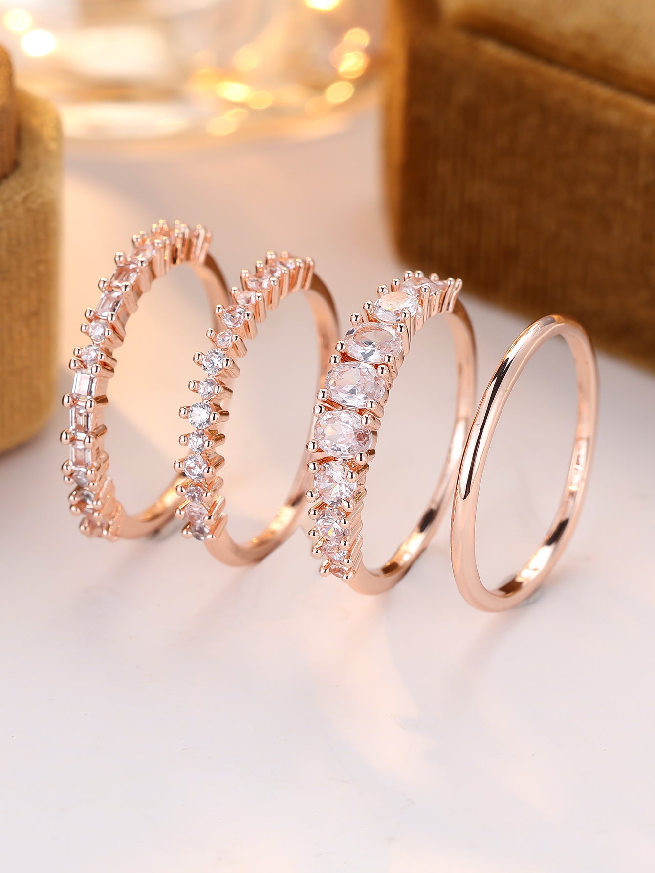 Round Color Zirconium Four - piece Ring - 0 - CJ