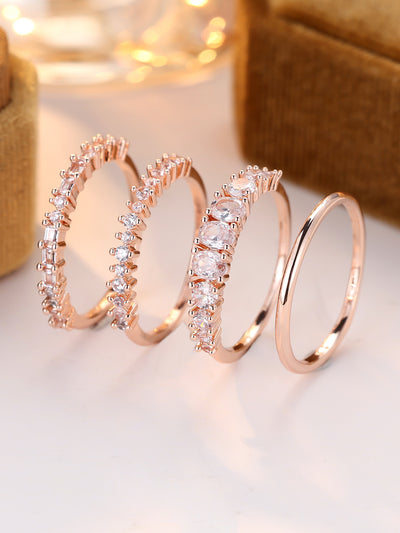 Round Color Zirconium Four - piece Ring - 0 - CJ