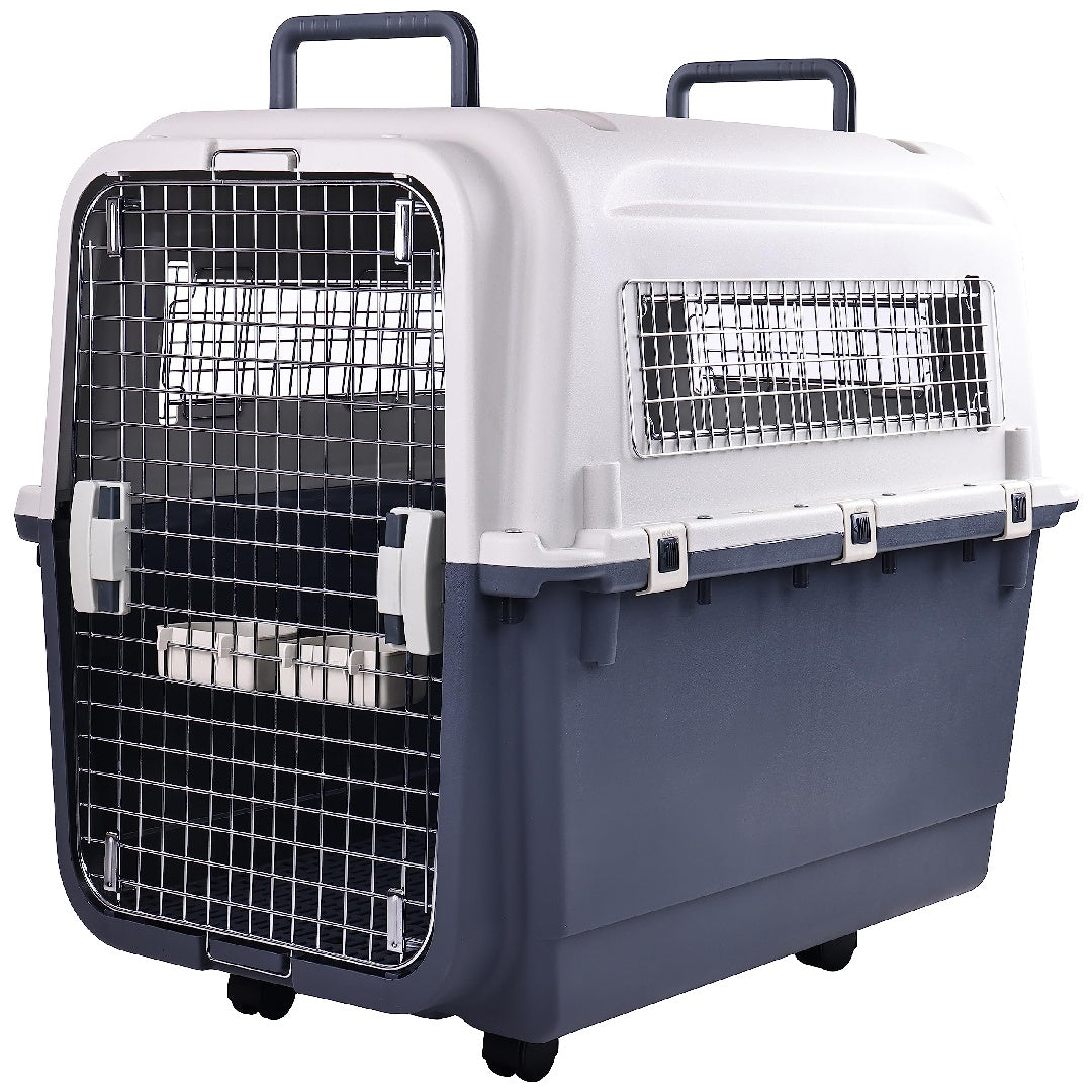 Only Supports Self Pickup  Plastic Dog Kennel, Pet Transport, Rolling Plastic Airline Approved Wire Door Travelling Dog Crate, Small - Medium - Large - 5 - CJ