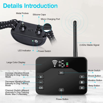 2 In 1 Wireless Electric Dog Fence Waterproof Pet Shock Boundary Containment System Electric Training Collar With 2 Receiver Collars For Small Medium Large Dogs - 5 - CJ