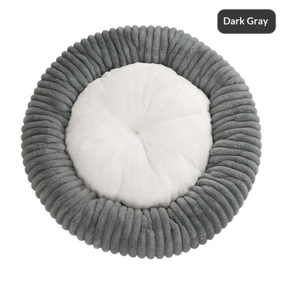 Round Soft And Comfortable Striped Plush Pet Mat - 0 - CJ