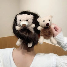 Girls Lovely Scrunchies Cute Bear Hair Band Rabbit Fur Hair Rope Soft Warm Rubber Band Pretty Hair Accessories - 5 - CJ