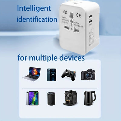Universal Travel Adapter, Portable Worldwide All - in - One Plug Adapter With 3 USB - 5 - CJ