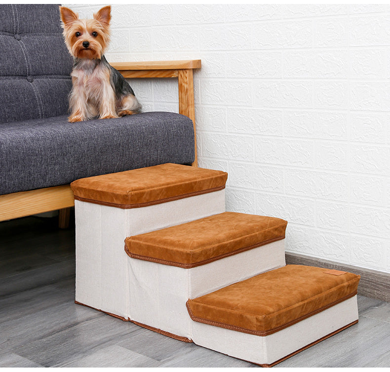 Small Dog Stairs - Pet Stairs For Couch And High Beds, Folding Steps, Pet Toy Storage, Cat Stairs For Bed-Allows Your Pets Easy Instant Access To Your Sofa Or Bedside