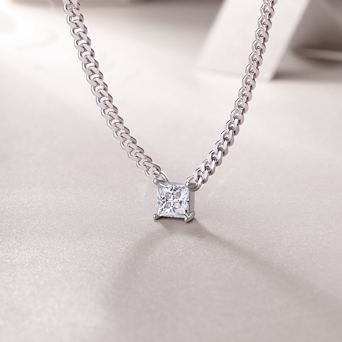 1Zhang Yang - A Fashionable And Luxurious Diamond Jewelry Pendant Set With Square Moissanite S925 Sterling Silver Prohibit TikTok sales - 5 - cj