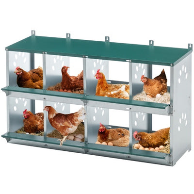 8 Compartment Chicken Nesting Boxes,For Laying Eggs, Metal Poultry Nest Box Wall Mount For Chickens, Hens, Large Vented Holes Chicken Coop Box - 5 - CJ