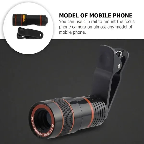 Mobile Phone Attachment Lens, Mobile Zoom Lens, Mobile Camera And Accessories, 8X, 12X, 20X, Smartphone And Tablet Long Focus Telephoto With Clip, Black - 5 - CJ