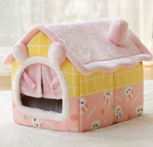 Foldable Dog House Pet Cat Bed Winter Dog Villa Sleep Kennel Removable Nest Warm Enclosed Cave Sofa Pets Supplies - 0 - CJ