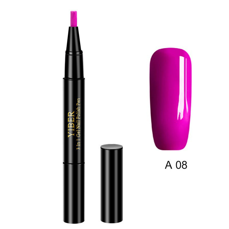 5pcs Nail Polish Pen 3 In 1 One Step Glue Pen Multicolor - 0 - CJ
