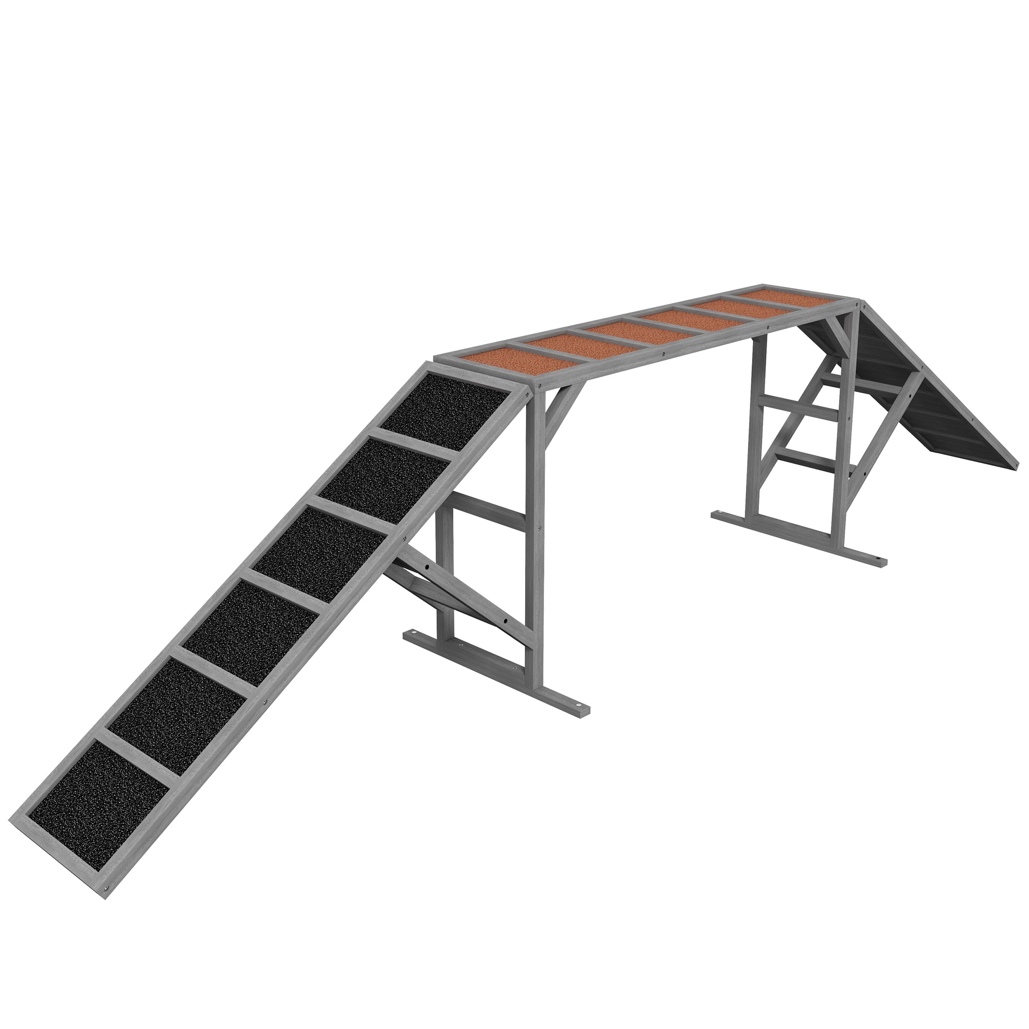 Dog Agility Equipment Ramp With Safety Bar, Non - slip Surface, For Walk And Pause Training, Gray - 5 - CJ