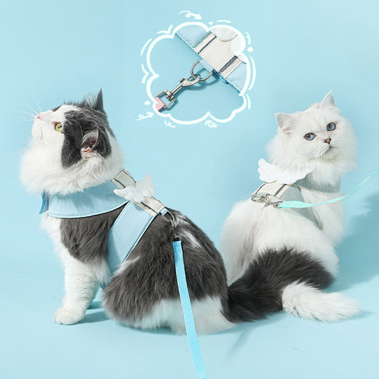 Adjustable Pet Cat Leash Set, Angel Wings Design, Breathable, And Soft For Comfort Cat Harness And Leash Set, Adjustable Gradient Kitten Harness Escape Proof Harness With Leash For Kitty - 5 - CJ