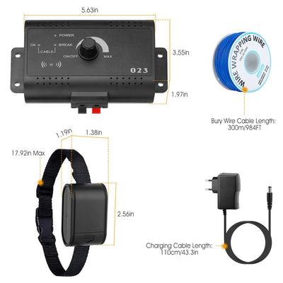 1Set Electric Dog Fence System Pet Tone Shock Boundary Containment Water Resistant Collar Receiver For Small Medium Large Dog - 5 - CJ