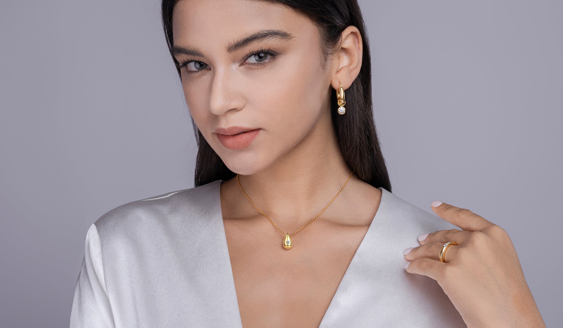1Dreamy Water Drop - A Trendy Diamond Jewelry Necklace Pendant Set With 1-carat Moissanite S925 Sterling Silver And Gold Plating Prohibit TikTok sales
