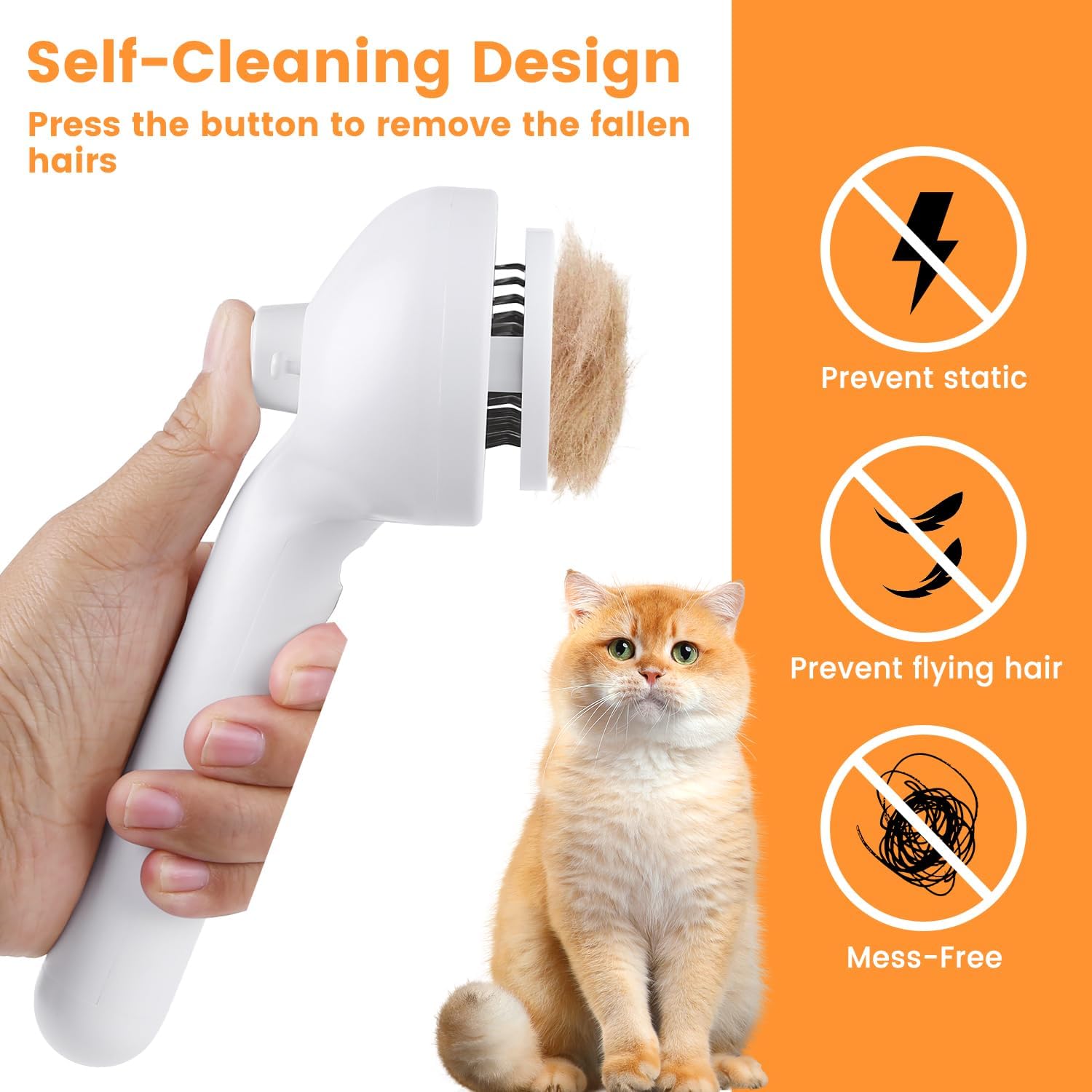 3 In 1 Cat Steam Brush, Pet Steam Brush For Cat Dog Long Short Haired, Pet Spray Hair Removal Comb For Small Animals Shedding & Grooming, Water Mist Spray Brushes With Release Button - 5 - CJ