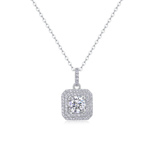 1Sugar Diamond - A Fashionable And Luxurious Diamond Jewelry Piece Set With 1 - carat Moissanite S925 Sterling Silver And Platinum - plated Pendant Prohibit TikTok sales - 5 - CJ