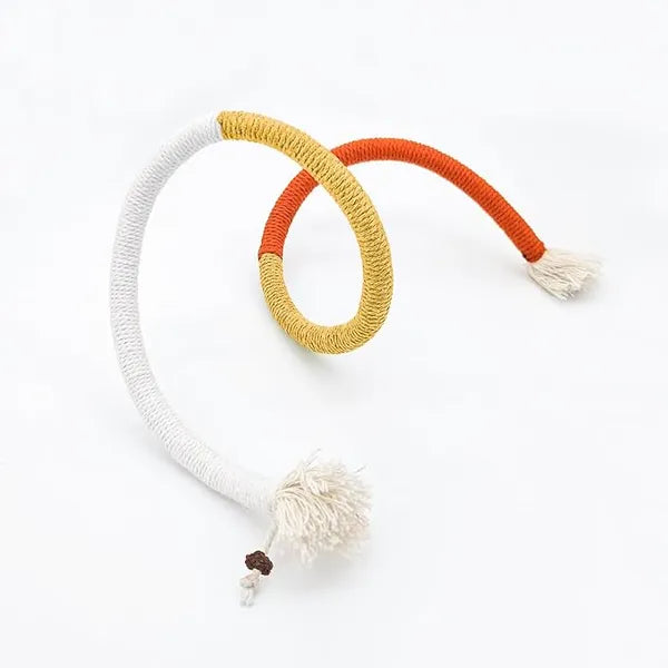 Cotton Rope Toys, 27.55Inches Color Blocking Cotton Rope Toys, Safe Cat Toys Teething Chew For Boredom And Stimulating - 5 - CJ