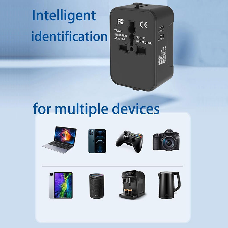 Travel Adapter Worldwide All In One International Power Adapter Universal Adapter Plug With 2.1A Dual USB Charging Ports For Asia Europe UK AUS And USA - 5 - CJ
