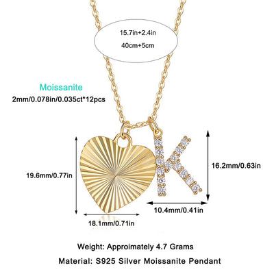 1Heart Of Hearts Luxurious Fashion Diamond Pendant Necklace Set With Mosan Diamond Silver Ornaments Prohibit TikTok sales - 5 - CJ