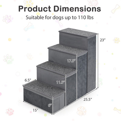 4 - Step Dog Stairs Non - slip Foldable Dog Ramp With Adjustable Steps - 5 - CJ