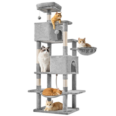 66 Inch Cat Tree Tower, Large Multi - Cat Climbing Extended Platform, Hammock, Pet House For Indoor Cats And Kittens Play - 5 - CJ
