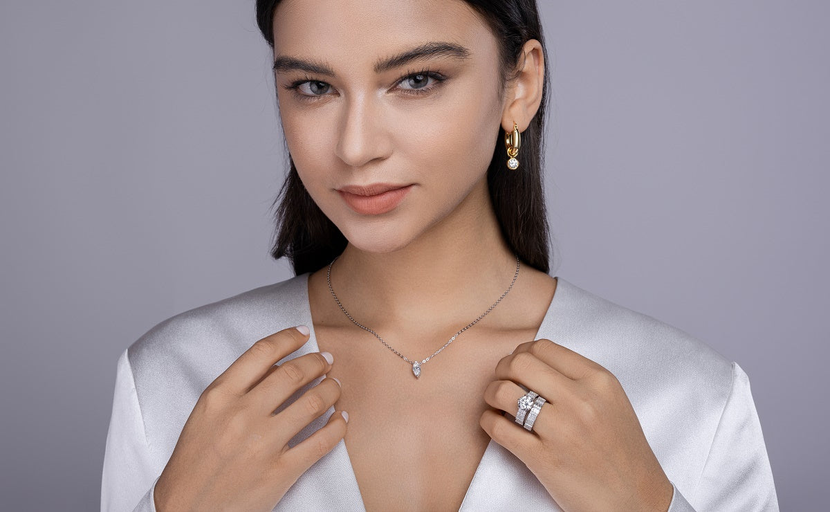 1Vanilla - A Fashionable And Luxurious Jewelry Piece Set With 3 - carat Moissanite S925 Sterling Silver And Platinum - plated Diamond Prohibit TikTok sales - 5 - CJ