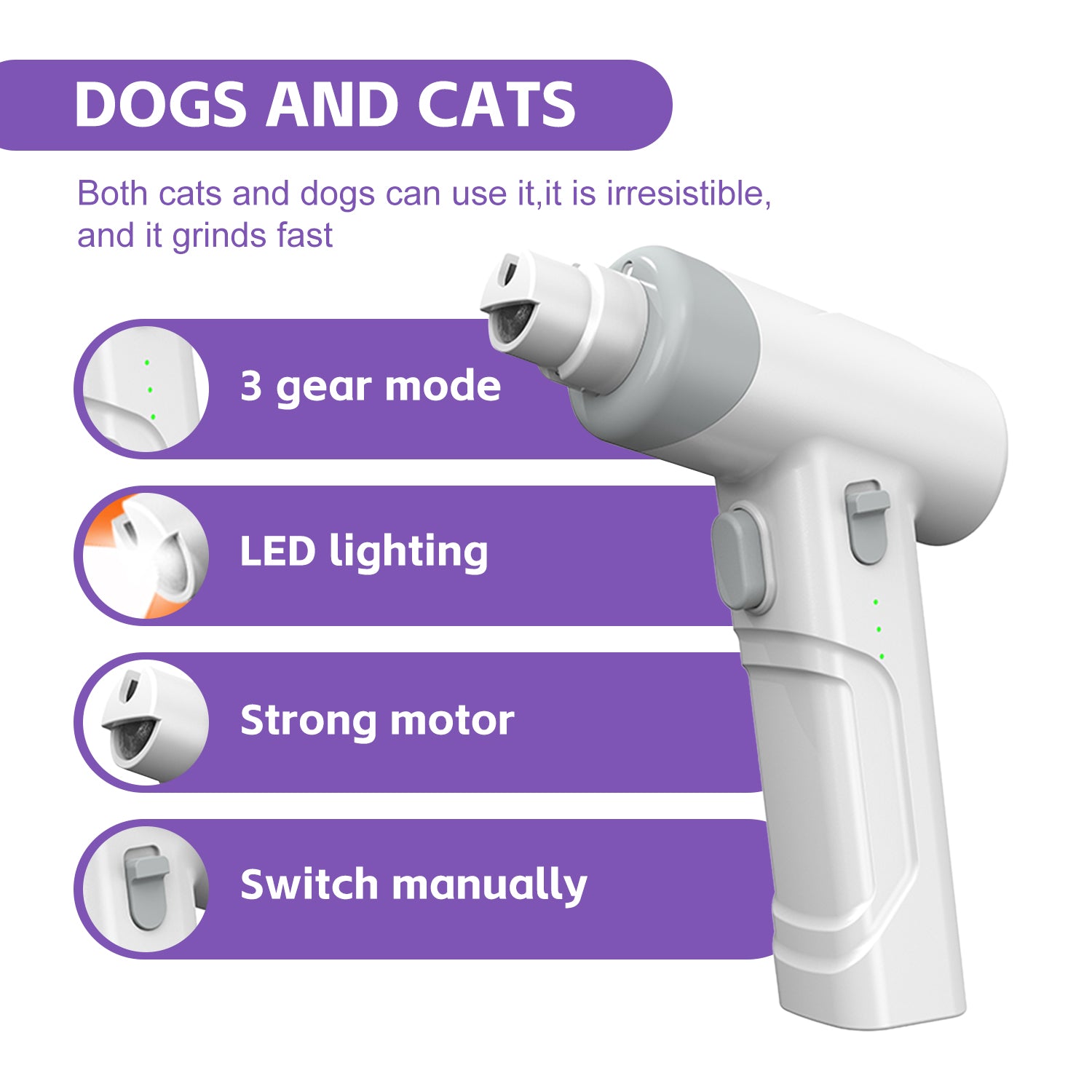 Cat Nail Clippers & Dog Nail Clippers Trimmers For Large Medium Small Dogs Cats Claw Trimmer Quick Sensor And Safety Guard USB Rechargeable With LED Lights Dogs Nail Trimmer - 5 - CJ