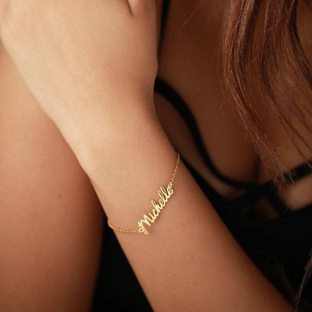 Personalized DIY Custom Name Bracelet Stainless Steel - 7 - CJ - Gold - Child - CJSL118669310JQ