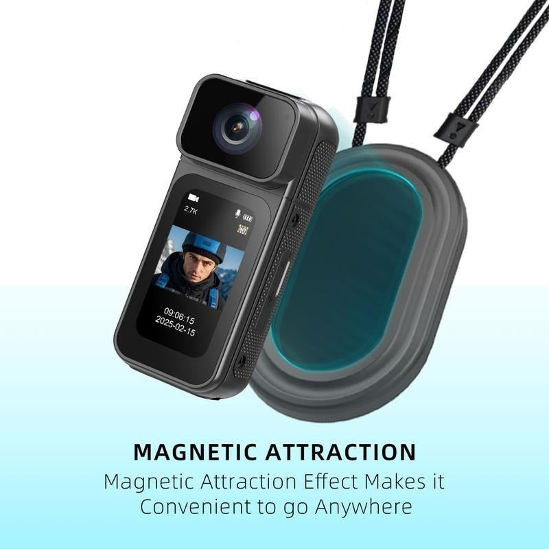 Ormos Mini Action Camera With 180 Degree Rotating Lens - 2.7K Ultra HD Thumb - Sized Camera, Magnetic Mount, WiFi APP Control, Portable Wearable Camera For Outdoor Sports & Daily Vlogging - 5 - CJ