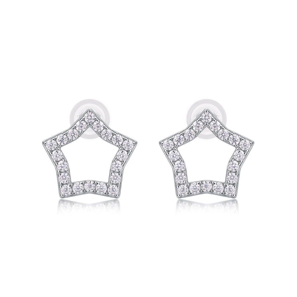 Tonight's New Star - S925 Moissanite Sterling Silver Earrings With Platinum-plated Stud Earrings, Fashionable, Trendy And Affordable Jewelry