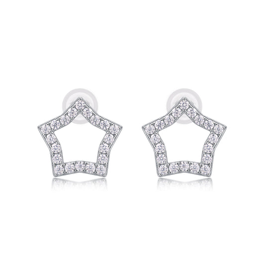 1Tonight New Star - S925 Moissanite Sterling Silver Earrings With Platinum - plated Stud Earrings, Fashionable, Trendy And Affordable Jewelry Prohibit Tk Sales - 5 - cjdropshipping
