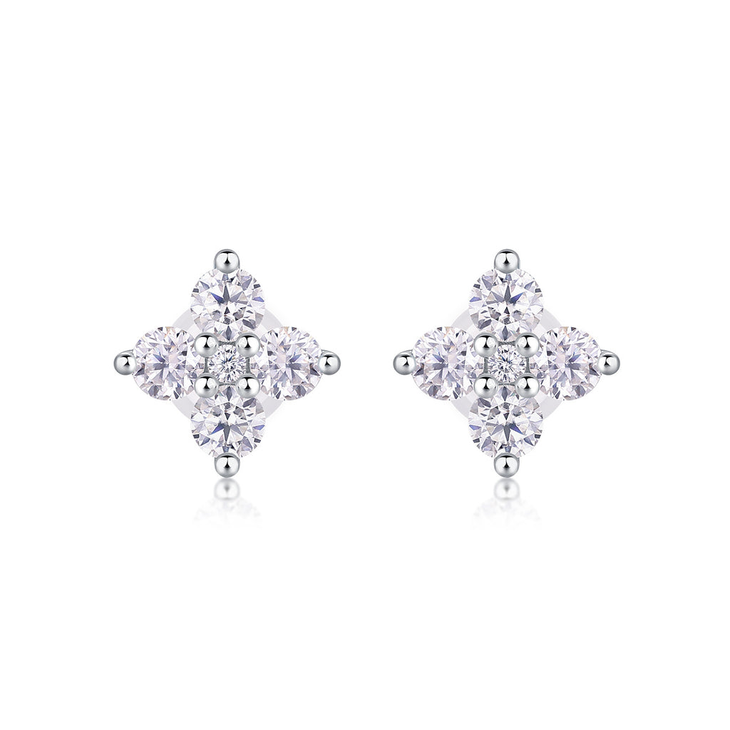 Sweetheart French - Fashionable And Luxurious Diamond Jewelry Set With Moissanite S925 Sterling Silver And Platinum-plated Stud Earrings