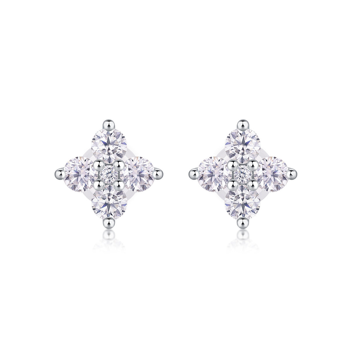 Sweetheart French - Fashionable And Luxurious Diamond Jewelry Set With Moissanite S925 Sterling Silver And Platinum-plated Stud Earrings