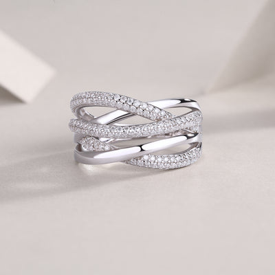 1Brilliant Interweaving - A Fashionable And Luxurious Jewelry Accessory Set With Moissanite S925 Sterling Silver And Platinum - plated Diamond Prohibit TikTok sales - 5 - CJ