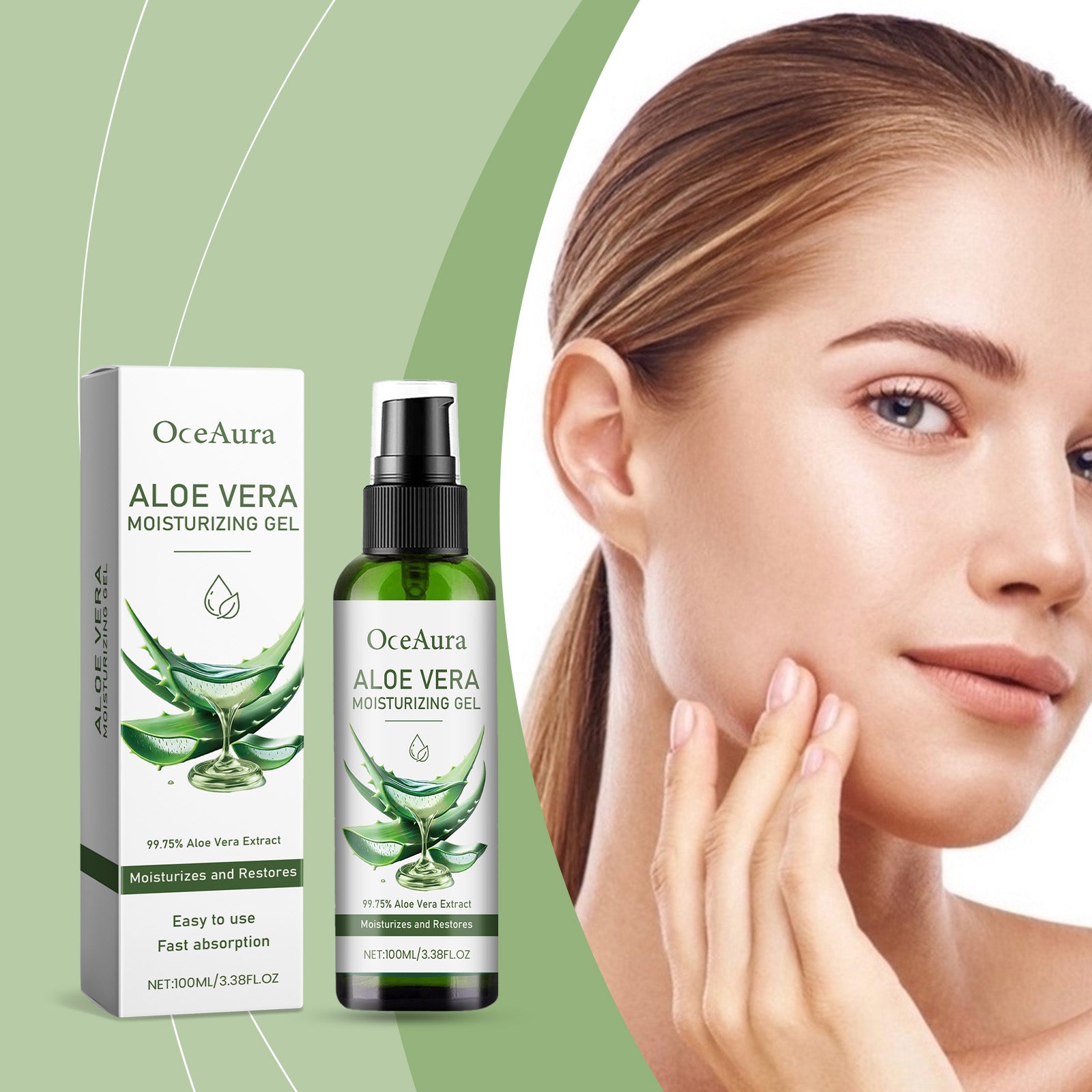 OceAura Aloe Vera Moisturizing Gel Gently Nourishes Facial Skin, Moisturizing And Refreshing Aloe Vera Gel - 5.0 - CJ