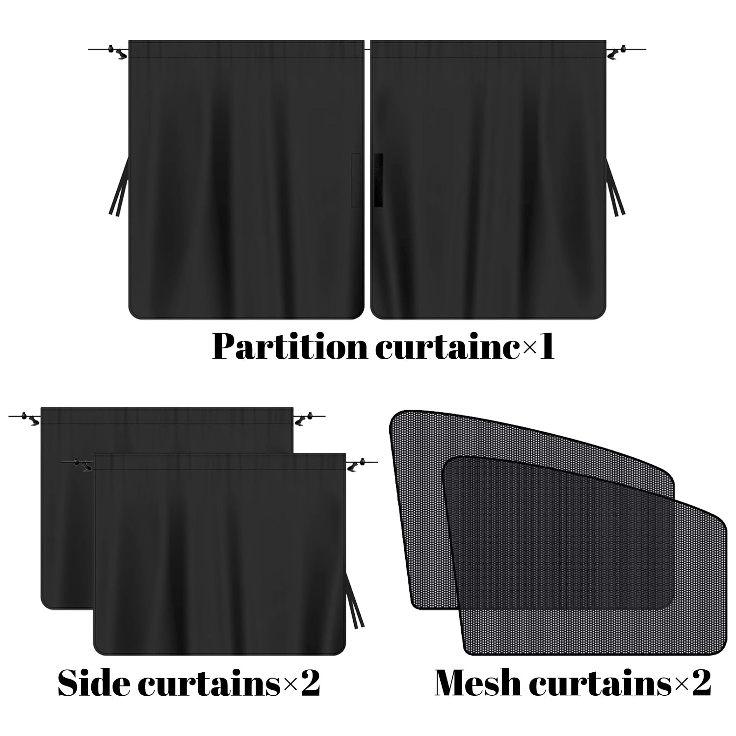 5 Pcs Car Privacy Curtains 2 Side Window Sun Shade Removable Windshield Shades - 5 - CJ