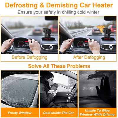 24V 160W Or 12V 120W Portable Car Heater 2 In 1 Heating Cooling Fan Rotatable Demister Defroster With 4.92ft Cord - 5.0 - CJ
