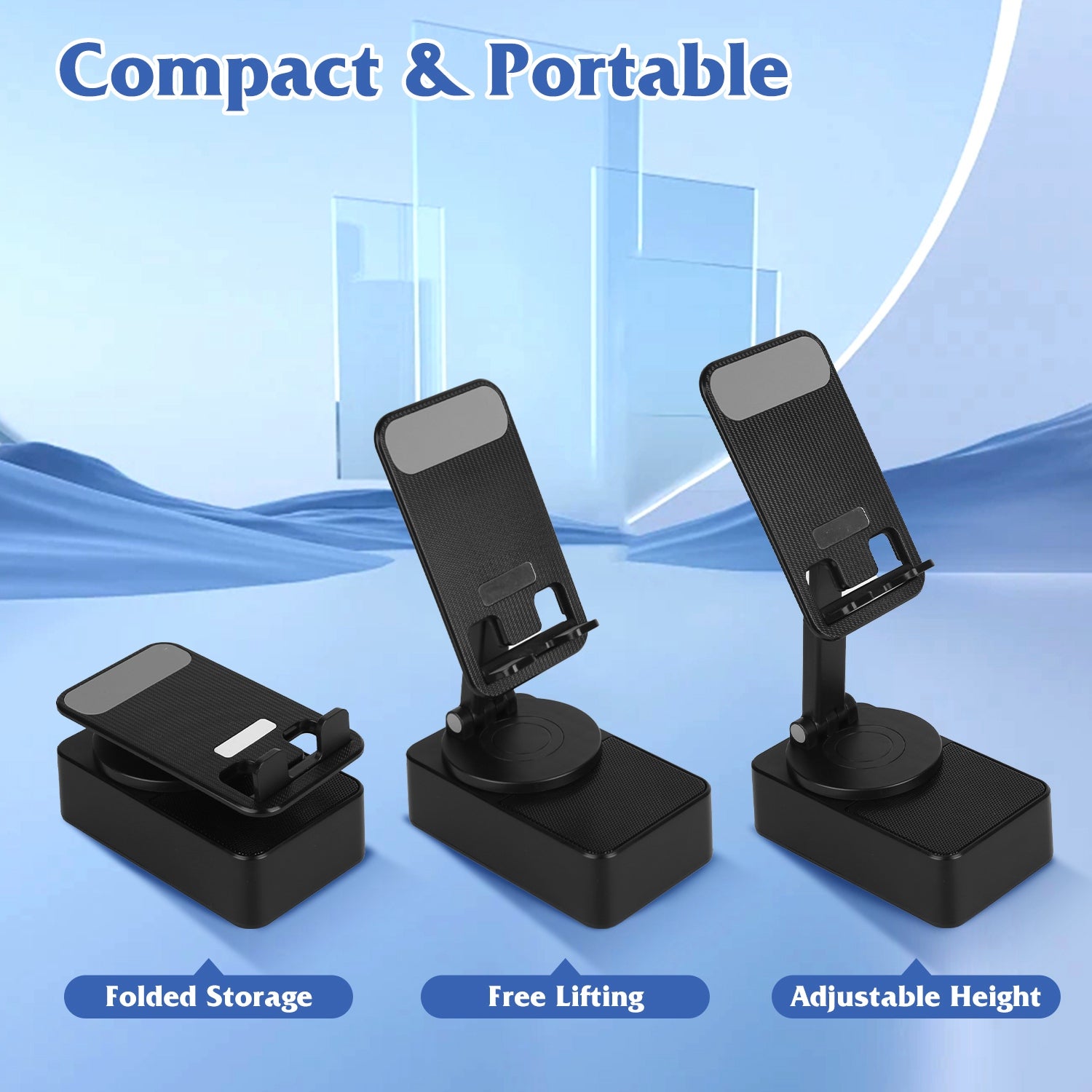 1Pc 4 In 1 Foldable Wireless Speaker Phone Stand With Power Bank 360Degree Rotatable Stand Wireless Speaker 5000mAh Battery RGB Light For Phones IPads - 5 - CJ