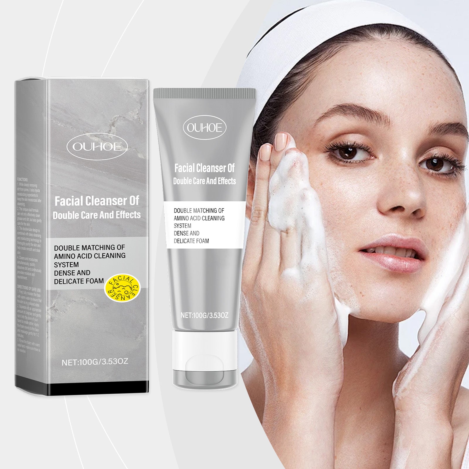 OUHOE Dual Cleansing Moisturizing Cleanser, Gentle Cleansing Facial Skin Refreshing Moisturizing Cleanser - 5 - CJ
