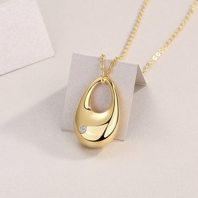 1Evening Love - A Fashionable And Trendy Diamond Pendant Necklace Set With Moissanite S925 Sterling Silver And Gold Plating Prohibit TikTok sales - 5 - CJ