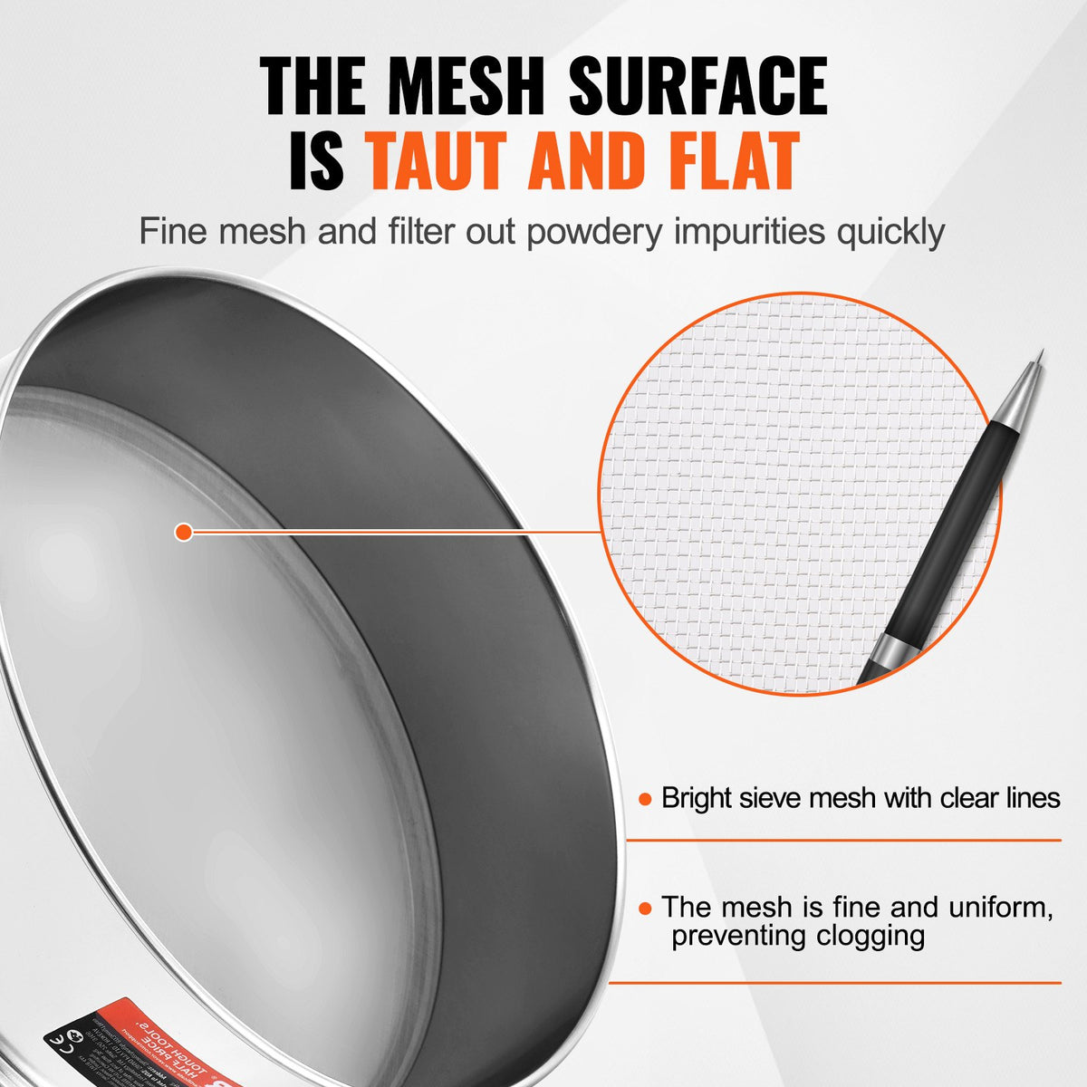 Flour Sieve Fine Mesh Stainless Steel 40 Mesh Flour Sifter For Baking Cake